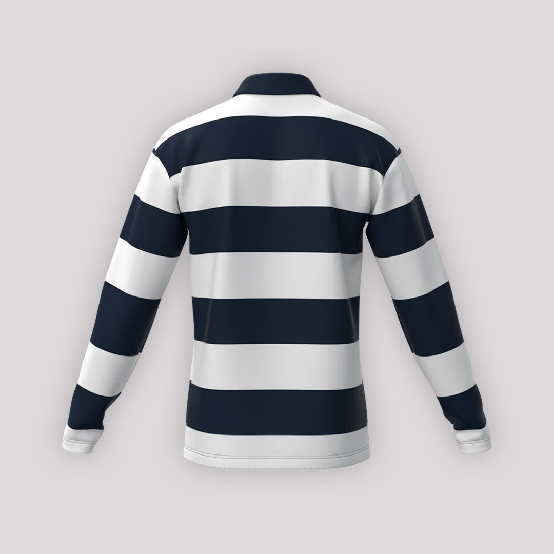 Pre Order：Rugby Vintage Collection Long Sleeve Polo Jersey (White Blue) 復古長袖Polo欖球上衣 (白藍橫間色)